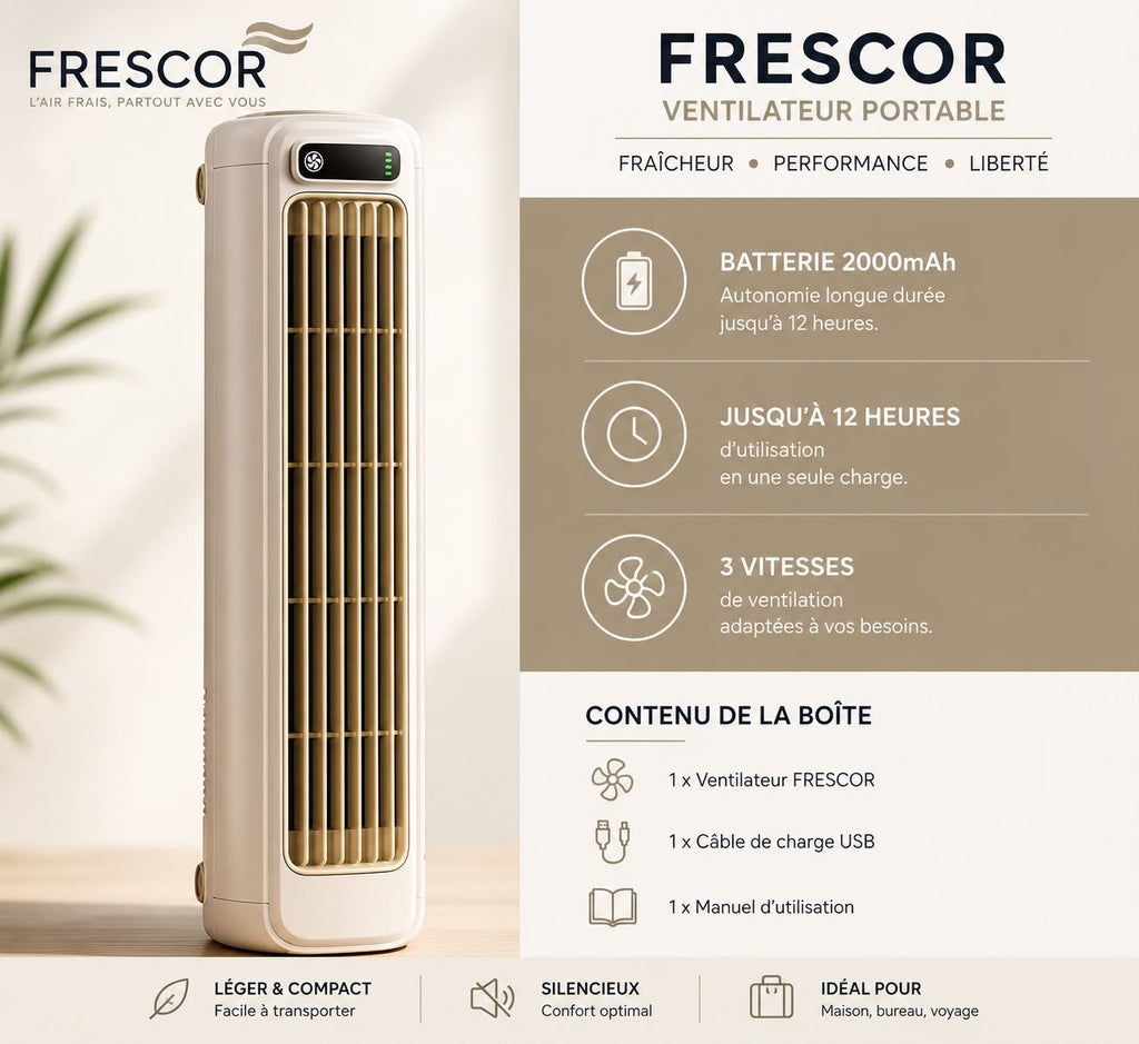 FRESCOR Air — Ventilateur Colonne Silencieux | Kaki