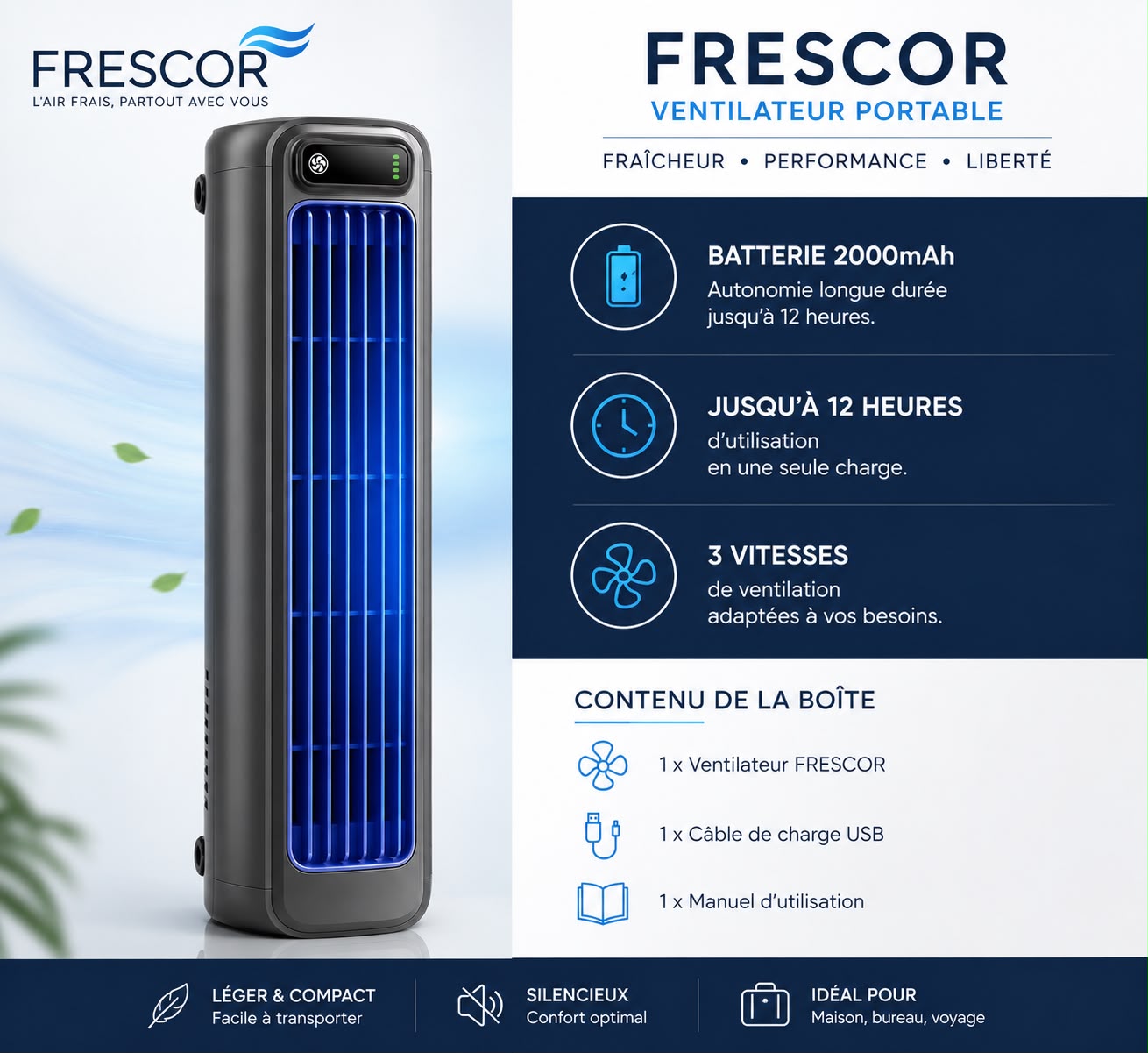 FRESCOR Air — Ventilateur Colonne Silencieux