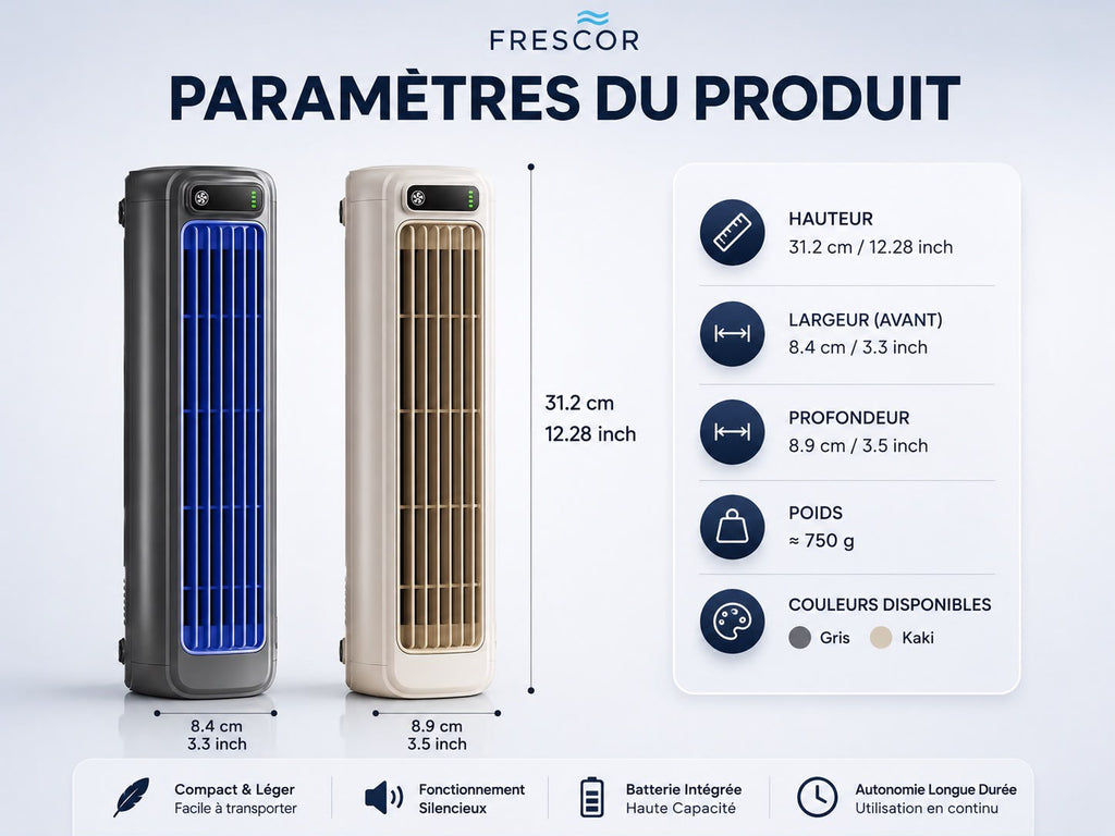 FRESCOR Air — Ventilateur Colonne Silencieux | Kaki